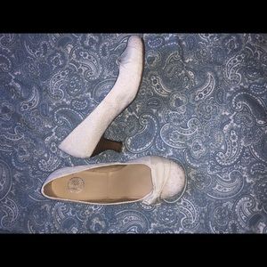 White lace bridal shoes